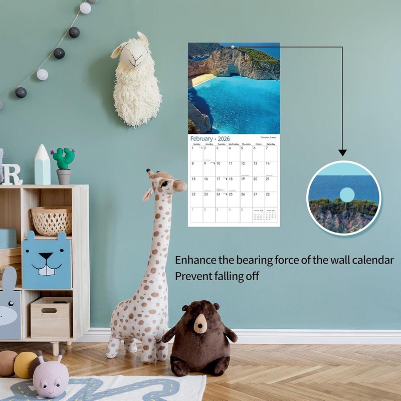 windrio 2026 Wall Calendar,Calendar 2026, November 2025 - December 2026, Wall Calendar BEACHES, 12" x 24" Opened,Full Page Months Thick & Sturdy Paper for Calendar Organizing & Planning - Image 3